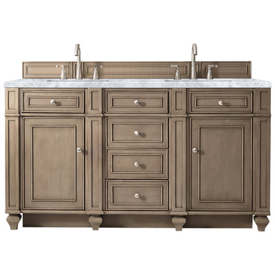 James Martin Bathroom Vanities, Double Sink Vanities, 50-70, Transitional, Light Brown, With Top and Sink, Whitewashed Walnut, Transitional, Carrara Marble, Parawood, Plywood Panels, Black Walnut Veneers, Vanity, 846871054960, 157-V60D-WW-3CAR