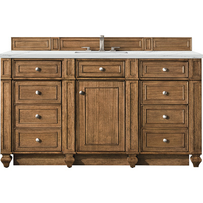 James Martin Bristol 60 inch Single Vanity, Saddle Brown w/ 3 CM Ethereal Noctis Silestone Top w/FreePower Wireless Charger, 840467809361, 157-V60S-SBR-FENC