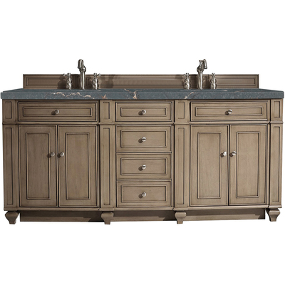 James Martin Bristol 72 inch Double Vanity, Whitewashed Walnut w/ 3 CM Parisien Bleu Quartz Top, 840108967627, 157-V72-WW-3PBL