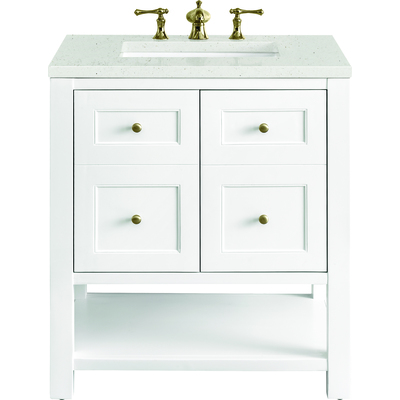 James Martin Breckenridge 30 inch Single Vanity, Bright White w/ 3 CM Lime Delight Top, 840108969331, 330-V30-BW-3LDL
