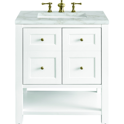 James Martin Breckenridge 30 inch Single Vanity, Bright White w/ 3 CM Victorian Silver Top, 840108966026, 330-V30-BW-3VSL