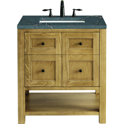 James Martin Breckenridge 30 inch Single Vanity, Light Natural Oak w/ 3 CM Parisien Bleu Top, 840108967788, 330-V30-LNO-3PBL