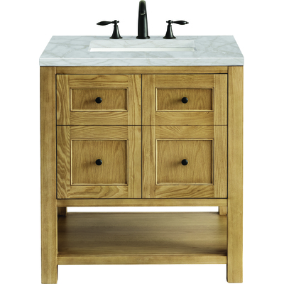 James Martin Breckenridge 30 inch Single Vanity, Light Natural Oak w/ 3 CM Victorian Silver Top, 840108966033, 330-V30-LNO-3VSL