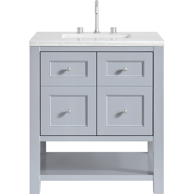 James Martin Breckenridge 30 inch Single Vanity, Serenity Blue, w/ 3 CM Arctic Fall Solid Surface Top, 840467800016, 330-V30-SRB-3AF