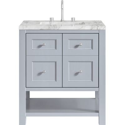 James Martin Breckenridge 30 inch Single Vanity, Serenity Blue, w/ 3 CM Carrara Marble Top, 840467800023, 330-V30-SRB-3CAR
