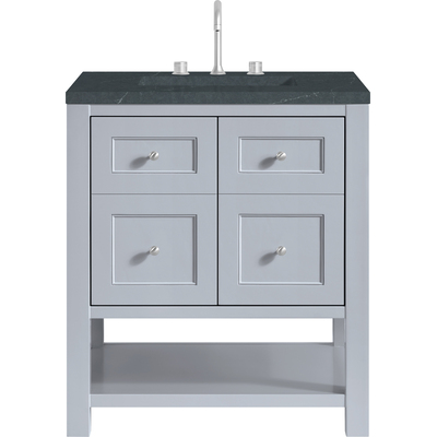 James Martin Breckenridge 30 inch Single Vanity, Serenity Blue, w/ 3 CM Charcoal Soapstone Quartz Top, 840467800030, 330-V30-SRB-3CSP