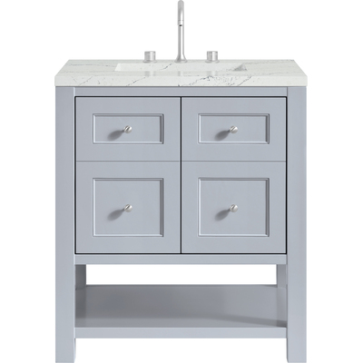 James Martin Breckenridge 30 inch Single Vanity, Serenity Blue, w/ 3 CM Ethereal Noctis Quartz Top, 840467800054, 330-V30-SRB-3ENC