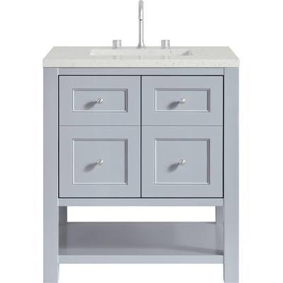 James Martin Breckenridge 30 inch Single Vanity, Serenity Blue, w/ 3 CM Lime Delight Quartz Top, 840467800061, 330-V30-SRB-3LDL
