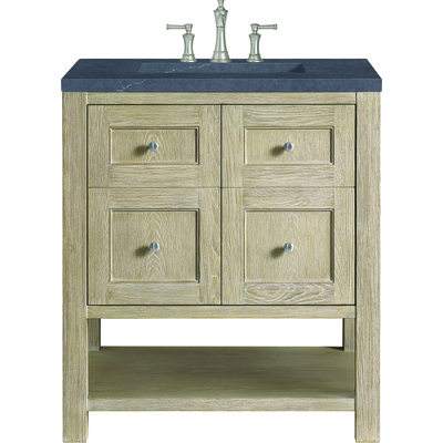 James Martin Breckenridge 30 inch Single Vanity, Whitewashed Oak w/ 3 CM Charcoal Soapstone Quartz Top, 840108970627, 330-V30-WWO-3CSP