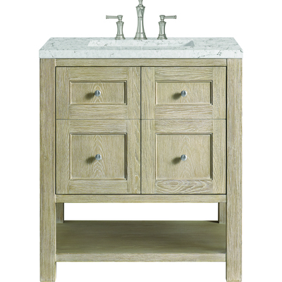 James Martin Breckenridge 30 inch Single Vanity, Whitewashed Oak w/ 3 CM Eternal Jasmine Pearl Quartz Top, 840108970597, 330-V30-WWO-3EJP