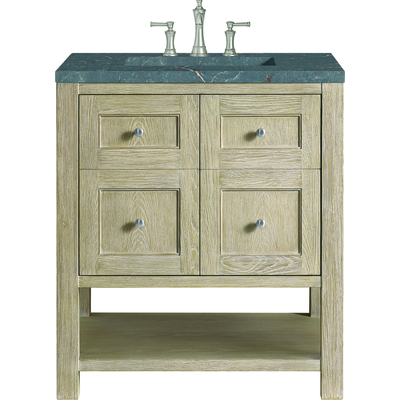 James Martin Breckenridge 30 inch Single Vanity, Whitewashed Oak w/ 3 CM Parisien Bleu Quartz Top, 840108970641, 330-V30-WWO-3PBL