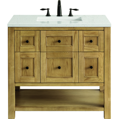 James Martin Breckenridge 36 inch Single Vanity, Light Natural Oak w/ 3 CM Lime Delight Top, 840108969362, 330-V36-LNO-3LDL