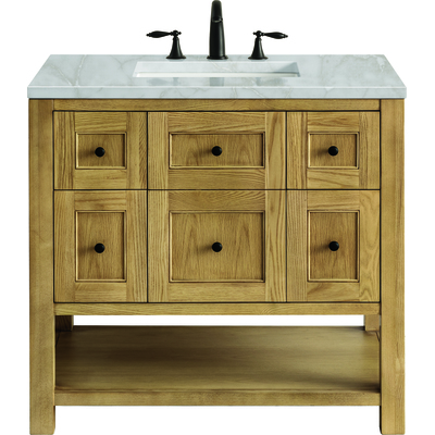 James Martin Breckenridge 36 inch Single Vanity, Light Natural Oak w/ 3 CM Victorian Silver Top, 840108966064, 330-V36-LNO-3VSL