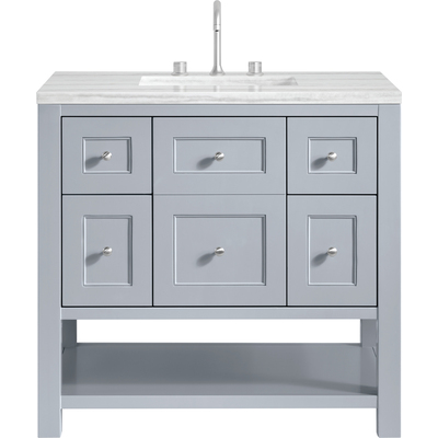 James Martin Breckenridge 36 inch Single Vanity, Serenity Blue, w/ 3 CM Arctic Fall Solid Surface Top, 840467800115, 330-V36-SRB-3AF