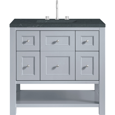 James Martin Breckenridge 36 inch Single Vanity, Serenity Blue, w/ 3 CM Charcoal Soapstone Quartz Top, 840467800139, 330-V36-SRB-3CSP