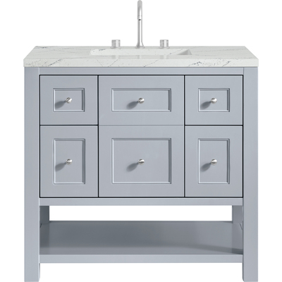 James Martin Breckenridge 36 inch Single Vanity, Serenity Blue, w/ 3 CM Ethereal Noctis Quartz Top, 840467800153, 330-V36-SRB-3ENC