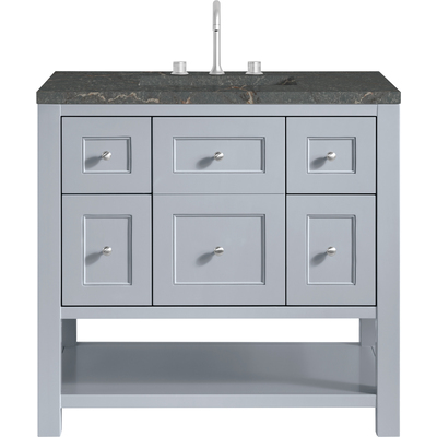 James Martin Breckenridge 36 inch Single Vanity, Serenity Blue, w/ 3 CM Parisien Bleu Quartz Top, 840467800184, 330-V36-SRB-3PBL