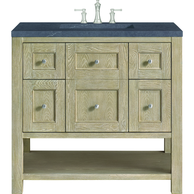 James Martin Breckenridge 36 inch Single Vanity, Whitewashed Oak w/ 3 CM Charcoal Soapstone Quartz Top, 840108970740, 330-V36-WWO-3CSP
