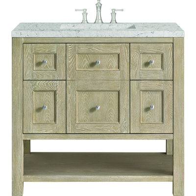 James Martin Breckenridge 36 inch Single Vanity, Whitewashed Oak w/ 3 CM Eternal Jasmine Pearl Quartz Top, 840108970719, 330-V36-WWO-3EJP
