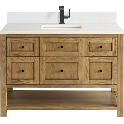 James Martin Breckenridge 48 inch Single Vanity, Light Natural Oak w/ Single Hole 3 CM White Zeus Top & Backsplash, 840108976261, 330-V48-LNO-1WZ