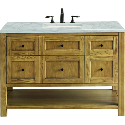 James Martin Breckenridge 48 inch Single Vanity, Light Natural Oak w/ 3 CM Victorian Silver Top, 840108966095, 330-V48-LNO-3VSL