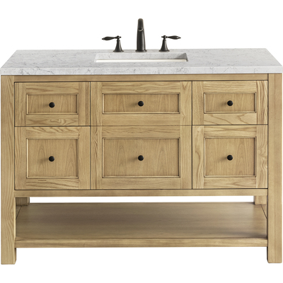 James Martin Breckenridge 48 inch Single Vanity, Light Natural Oak w/ 3 CM Eternal Jasmine Pearl Top w/FreePower Wireless Charger, 840467809590, 330-V48-LNO-FEJP