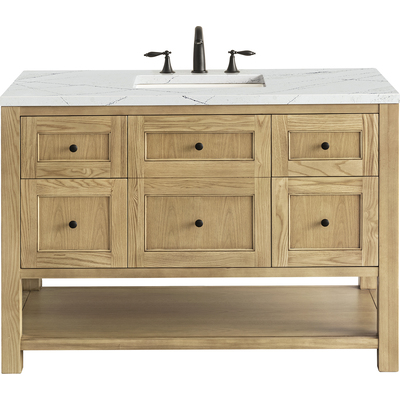 James Martin Breckenridge 48 inch Single Vanity, Light Natural Oak w/ 3 CM Ethereal Noctis Top w/FreePower Wireless Charger, 840467809606, 330-V48-LNO-FENC