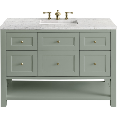 James Martin Breckenridge 48 inch Single Vanity, Smokey Celadon w/ 3 CM Eternal Jasmine Pearl Top w/FreePower Wireless Charger, 840467809637, 330-V48-SC-FEJP