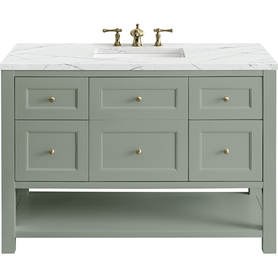 James Martin Breckenridge 48 inch Single Vanity, Smokey Celadon w/ 3 CM Ethereal Noctis Top w/FreePower Wireless Charger, 840467809644, 330-V48-SC-FENC