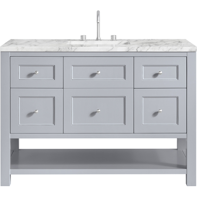 James Martin Breckenridge 48 inch Single Vanity, Serenity Blue, w/ 3 CM Carrara Marble Top, 840467800221, 330-V48-SRB-3CAR
