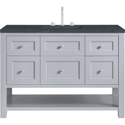 James Martin Breckenridge 48 inch Single Vanity, Serenity Blue, w/ 3 CM Charcoal Soapstone Quartz Top, 840467800238, 330-V48-SRB-3CSP