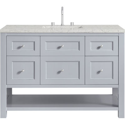 James Martin Breckenridge 48 inch Single Vanity, Serenity Blue, w/ 3 CM Eternal Jasmine Pearl Quartz Top, 840467800245, 330-V48-SRB-3EJP