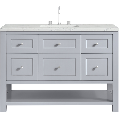 James Martin Breckenridge 48 inch Single Vanity, Serenity Blue, w/ 3 CM Ethereal Noctis Quartz Top, 840467800252, 330-V48-SRB-3ENC