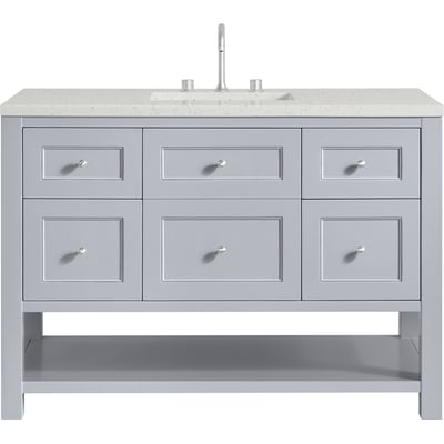 James Martin Breckenridge 48 inch Single Vanity, Serenity Blue, w/ 3 CM Lime Delight Quartz Top, 840467800269, 330-V48-SRB-3LDL