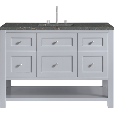 James Martin Breckenridge 48 inch Single Vanity, Serenity Blue, w/ 3 CM Parisien Bleu Quartz Top, 840467800283, 330-V48-SRB-3PBL
