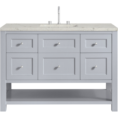 James Martin Breckenridge 48 inch Single Vanity, Serenity Blue, w/ 3 CM Victorian Silver Quartz Top, 840467800276, 330-V48-SRB-3VSL