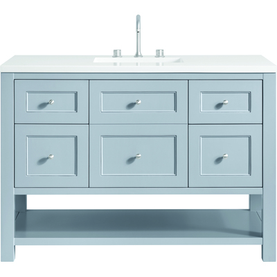 James Martin Breckenridge 48 inch Single Vanity, Serenity Blue, w/ 3 CM White Zeus Quartz Top, 840467800290, 330-V48-SRB-3WZ