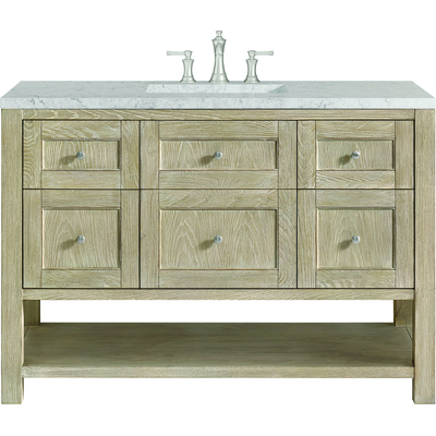James Martin Breckenridge 48 inch Single Vanity, Whitewashed Oak w/ 3 CM Eternal Jasmine Pearl Quartz Top, 840108970832, 330-V48-WWO-3EJP