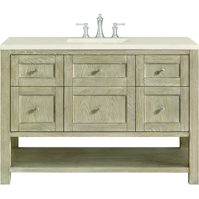 James Martin Breckenridge 48 inch Single Vanity, Whitewashed Oak w/ 3 CM Eternal Marfil Quartz Top, 840108970856, 330-V48-WWO-3EMR
