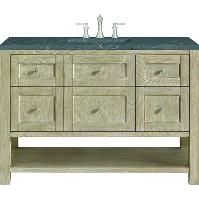 James Martin Breckenridge 48 inch Single Vanity, Whitewashed Oak w/ 3 CM Parisien Bleu Silestone Top w/FreePower Wireless Charger, 840467809729, 330-V48-WWO-FPBL