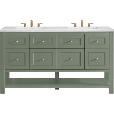 James Martin Breckenridge 60 inch Double Vanity, Smokey Celadon, w/ 3 CM Arctic Fall Solid Surface Top, 840467800535, 330-V60D-SC-3AF