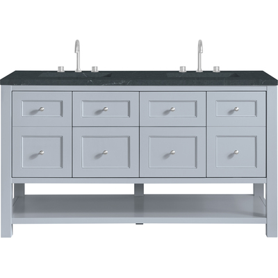James Martin Breckenridge 60 inch Double Vanity, Serenity Blue, w/ 3 CM Charcoal Soapstone Quartz Top, 840467800634, 330-V60D-SRB-3CSP