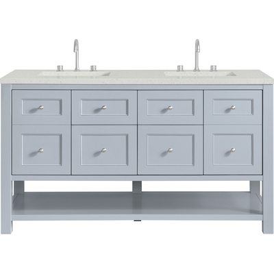 James Martin Breckenridge 60 inch Double Vanity, Serenity Blue, w/ 3 CM Lime Delight Quartz Top, 840467800665, 330-V60D-SRB-3LDL