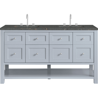 James Martin Breckenridge 60 inch Double Vanity, Serenity Blue w/ 3 CM Parisien Bleu Top, 840108996757, 330-V60D-SRB-3PBL