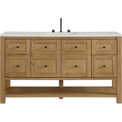 James Martin Breckenridge 60 inch Single Vanity, Light Natural Oak, w/ 3 CM Lime Delight Quartz Top, 840467800931, 330-V60S-LNO-3LDL