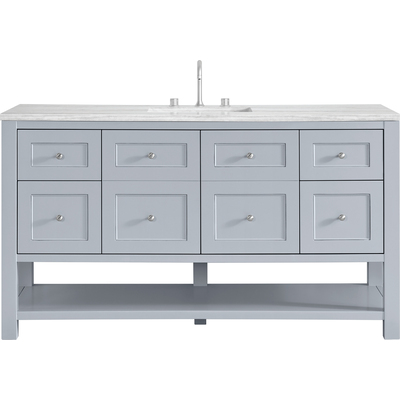 James Martin Breckenridge 60 inch Single Vanity, Serenity Blue, w/ 3 CM Arctic Fall Solid Surface Top, 840467801051, 330-V60S-SRB-3AF