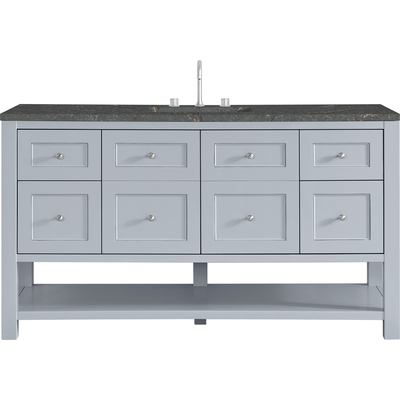 James Martin Breckenridge 60 inch Single Vanity, Serenity Blue w/ 3 CM Parisien Bleu Top, 840108996795, 330-V60S-SRB-3PBL