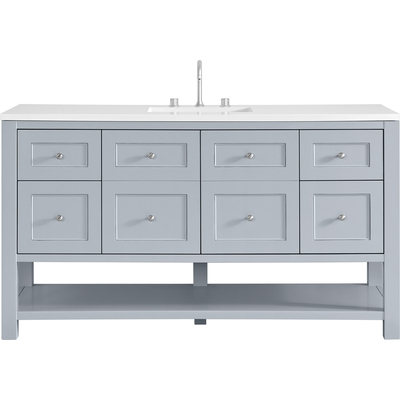 James Martin Breckenridge 60 inch Single Vanity, Serenity Blue, w/ 3 CM White Zeus Quartz Top, 840467801129, 330-V60S-SRB-3WZ