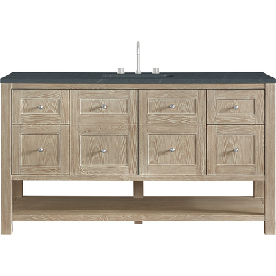 James Martin Breckenridge 60 inch Single Vanity, Whitewashed Oak, w/ 3 CM Charcoal Soapstone Quartz Top, 840467801167, 330-V60S-WWO-3CSP