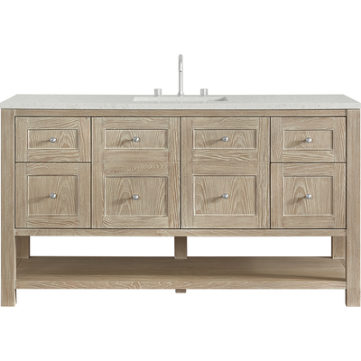 James Martin Breckenridge 60 inch Single Vanity, Whitewashed Oak, w/ 3 CM Lime Delight Quartz Top, 840467801198, 330-V60S-WWO-3LDL